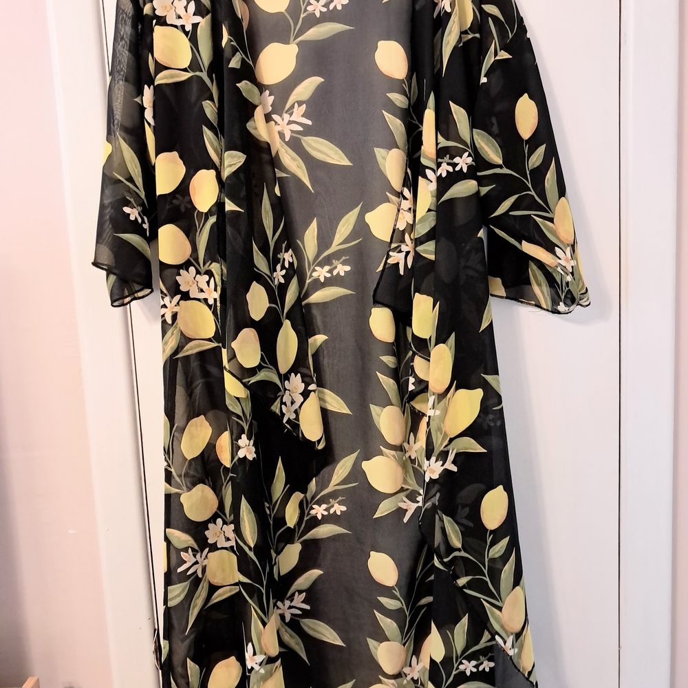 LuLaRoe Lemon and Floral Sheer Kimono